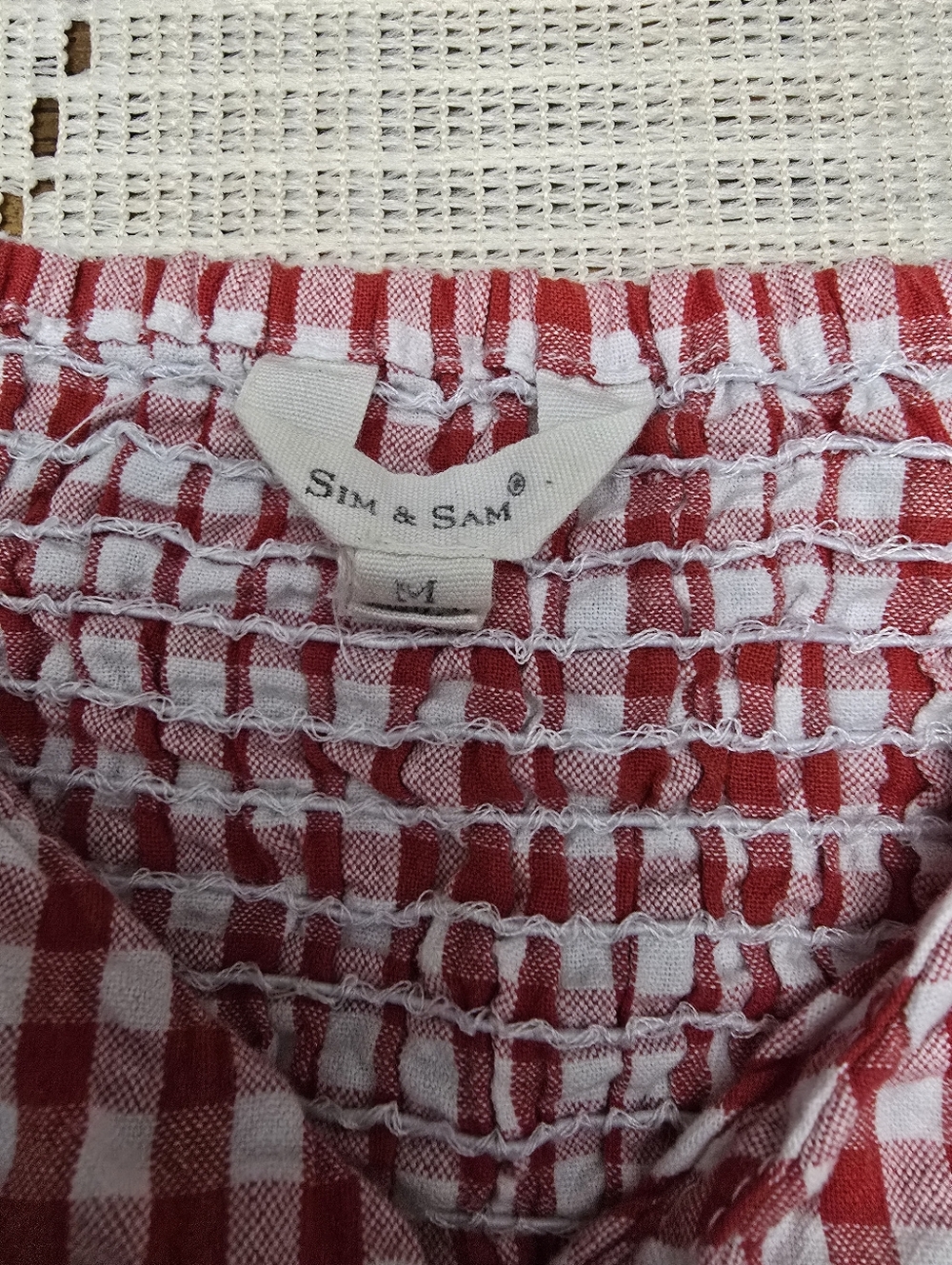 Red Gingham Puff Sleeve Crop Top - Unbranded - Picture 2 of 3